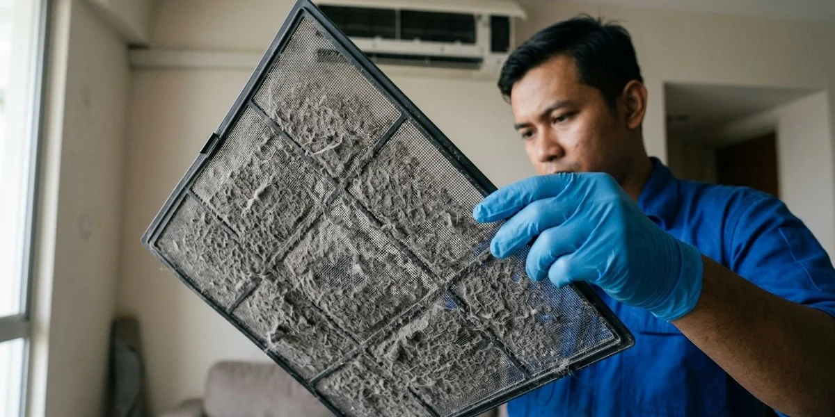 Aircond filter buildup