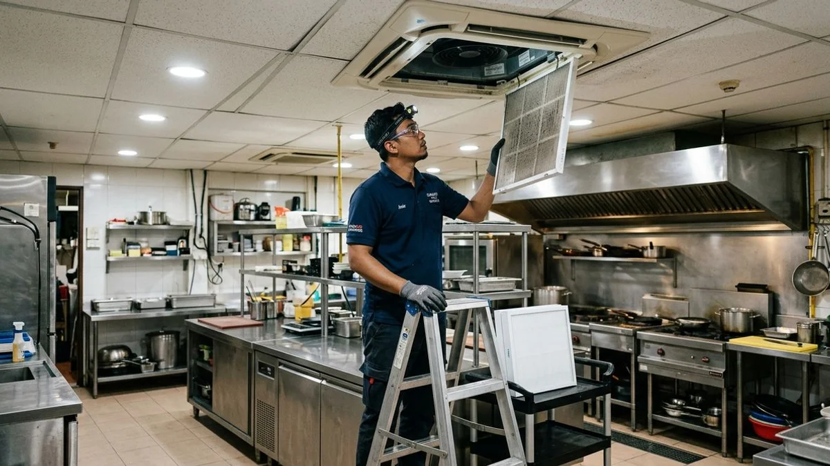 Filter inspection in commercial kitchen